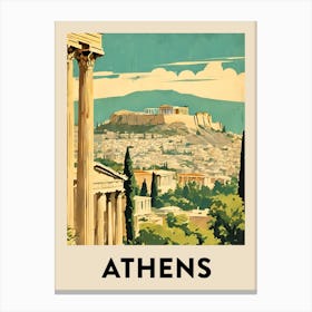 Athens Retro Travel Poster 1 Canvas Print