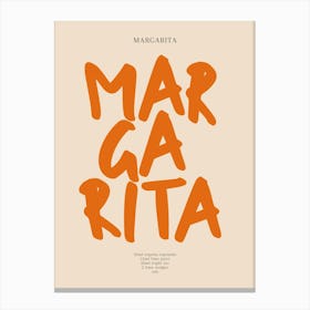 Margarita Orange Typography Print Canvas Print