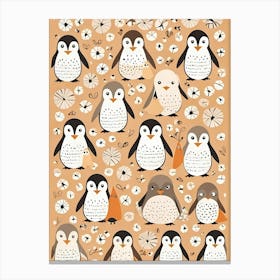 Floral Cute Baby Penguin Nursery (32) Canvas Print
