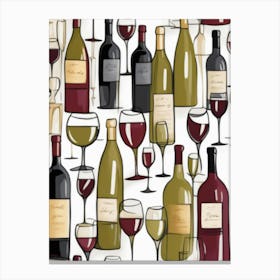 Wine Bottles And Glasses Canvas Print