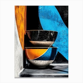 Minimalist Elegance: A Stack of Geometric Dinnerware 3 Canvas Print