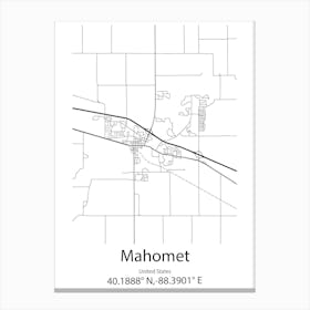 Mahomet,United States Minimalist Map Canvas Print