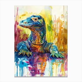 Komodo Dragon Colourful Watercolour 1 Canvas Print