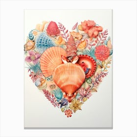 Detailed Shell Heart Illustration 2 Canvas Print