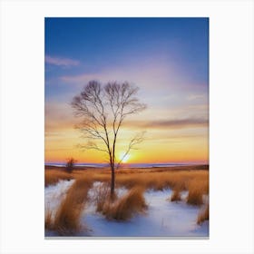 Lone Tree In The Snow Canvas Print