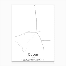 Ouyen,Australia Minimalist Map Canvas Print