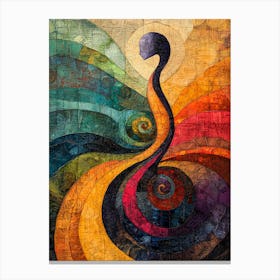 Colorful Abstract Figure With Swirling Textures And Vibrant Geometric Patterns Canvas Print