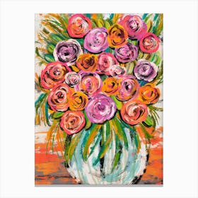 Colorful Bouquet In A Vase Canvas Print