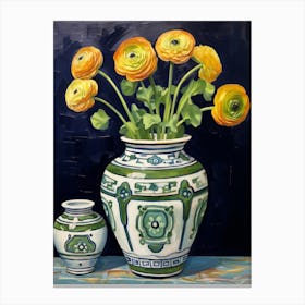 Flowers In A Vase Still Life Painting Ranunculus 2 Canvas Print