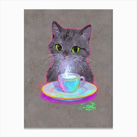 Cat With A Cup Of Coffee 2 Canvas Print