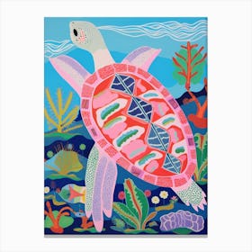 Maximalist Animal Painting Sea Turtle 2 Canvas Print