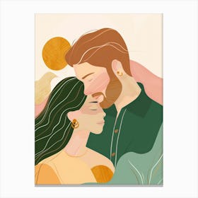 Illustration Of A Couple Kissing Canvas Print