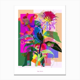 Bee Balm 3 Neon Flower Collage Poster Canvas Print