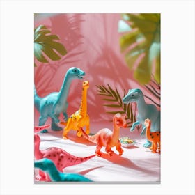 Pastel Toy Dinosaur Party 1 Canvas Print