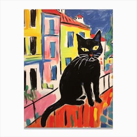 Painting Of A Cat In Marseille France 2 Canvas Print