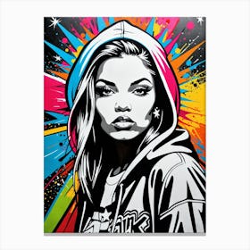 Graffiti Mural Of Beautiful Hip Hop Girl 90 Canvas Print