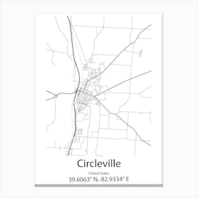 Circleville,United States Minimalist Map Canvas Print