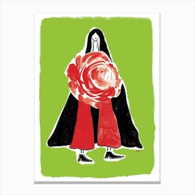 Woman With A Rose - Fashion Artwork Canvas Print