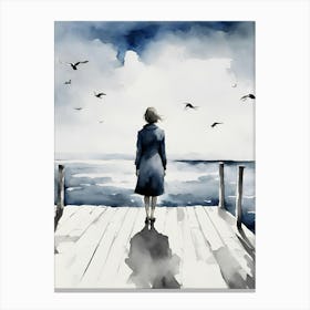 Woman On Pier Canvas Print