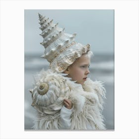 Little Girl With A Shell Canvas Print