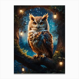 Owl In The Night Canvas Print