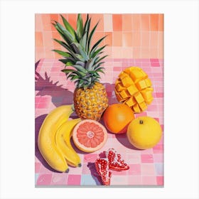 Pink Breakfast Food Fruit Salad 4 Canvas Print