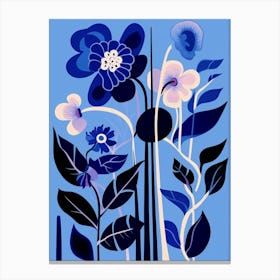 Blue Flower Illustration Monkey Orchid 2 Canvas Print