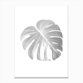 Monstera Fresh Leaf Minimalist Black And White Boho Art Print Canvas Print