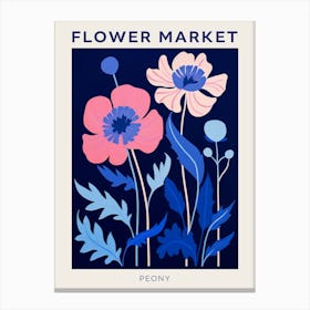 Blue Flower Market Poster Peony 2 Canvas Print