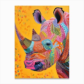 Kitsch Colourful Rhino 3 Canvas Print