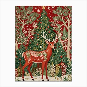 Christmas Tree Deer Canvas Print