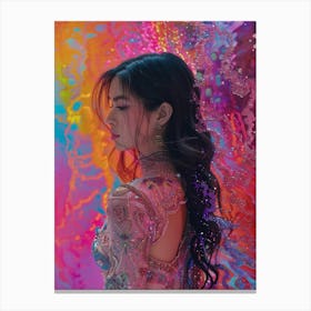 Girl In A Colorful Dress Canvas Print