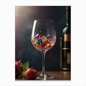 Wine Glass With Jewels Canvas Print