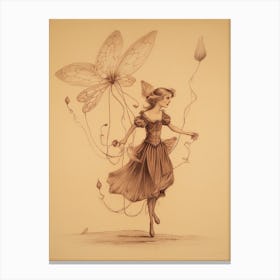 Vintage Fairy Drawing Canvas Print