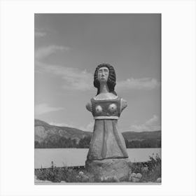Statue By Local Artist, Cimarron, New Mexico By Russell Lee Canvas Print