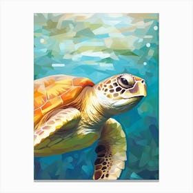 Geometric Brushstroke Sea Turtle Canvas Print