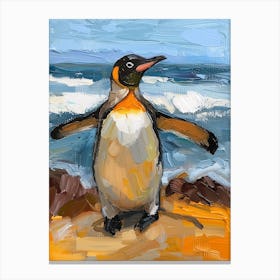 Galapagos Penguin Grytviken Colour Block Painting 3 Canvas Print