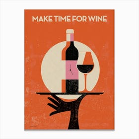 Time for Wine Art Print red wine cheers kitchen art print Canvas Print