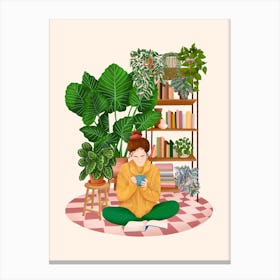 Plant Lady Reading 2 Canvas Print
