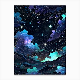 Sky With Stars And Clouds Canvas Print