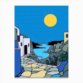 Minimal Design Style Of Santorini, Greece 3 Canvas Print