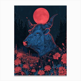 Bull In The Field Canvas Print