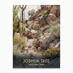 Joshua Tree National Park Watercolour Vintage Travel Poster 4 Canvas Print