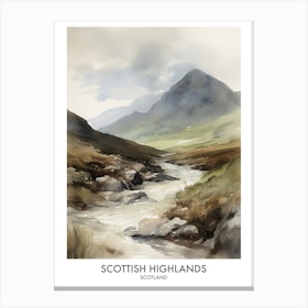 Scottish Highlands 4 Watercolour Travel Poster Canvas Print