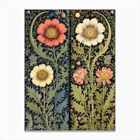 William Morris Two Flowers On A Black Background Canvas Print