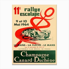 Sports Car Racing Poster for the 11th Rally Esculape Le Mans La Fleche 1964 Canvas Print