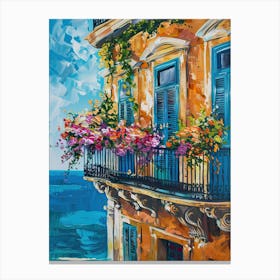 Balcony Painting In Sliema 4 Canvas Print