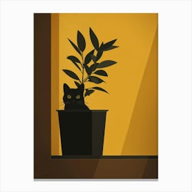 Cat In A Pot 3 Canvas Print