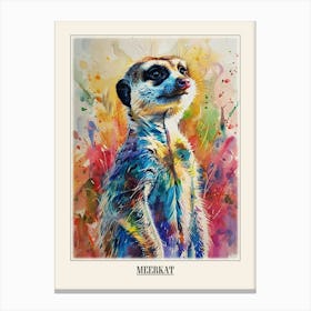 Meerkat Colourful Watercolour 2 Poster Canvas Print