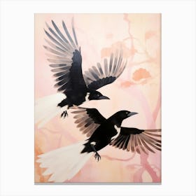 Pink Ethereal Bird Painting Crow Canvas Print